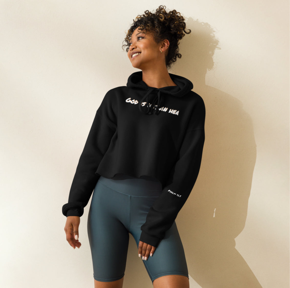 God is Within Her CurvX Black Crop Hoodie