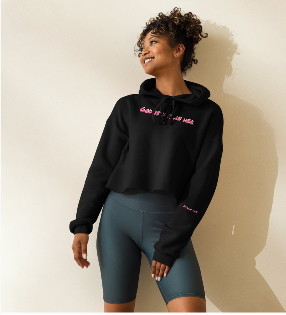 God is Within Her CurvX Black Crop Hoodie